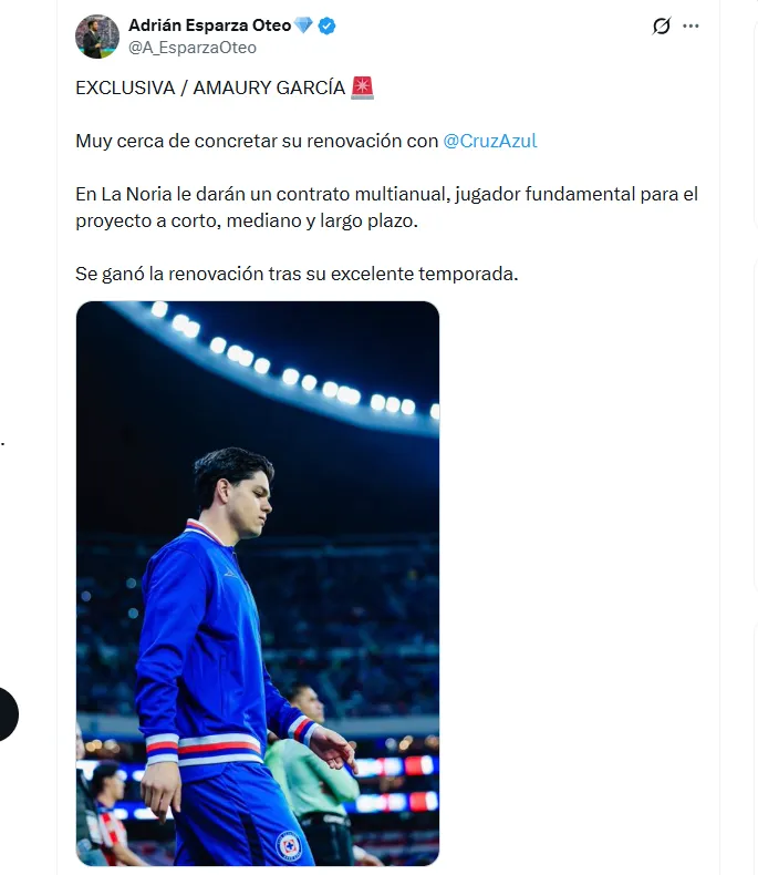 Nuevos detalles sobre la renovación de Amaury García en Cruz Azul (X)