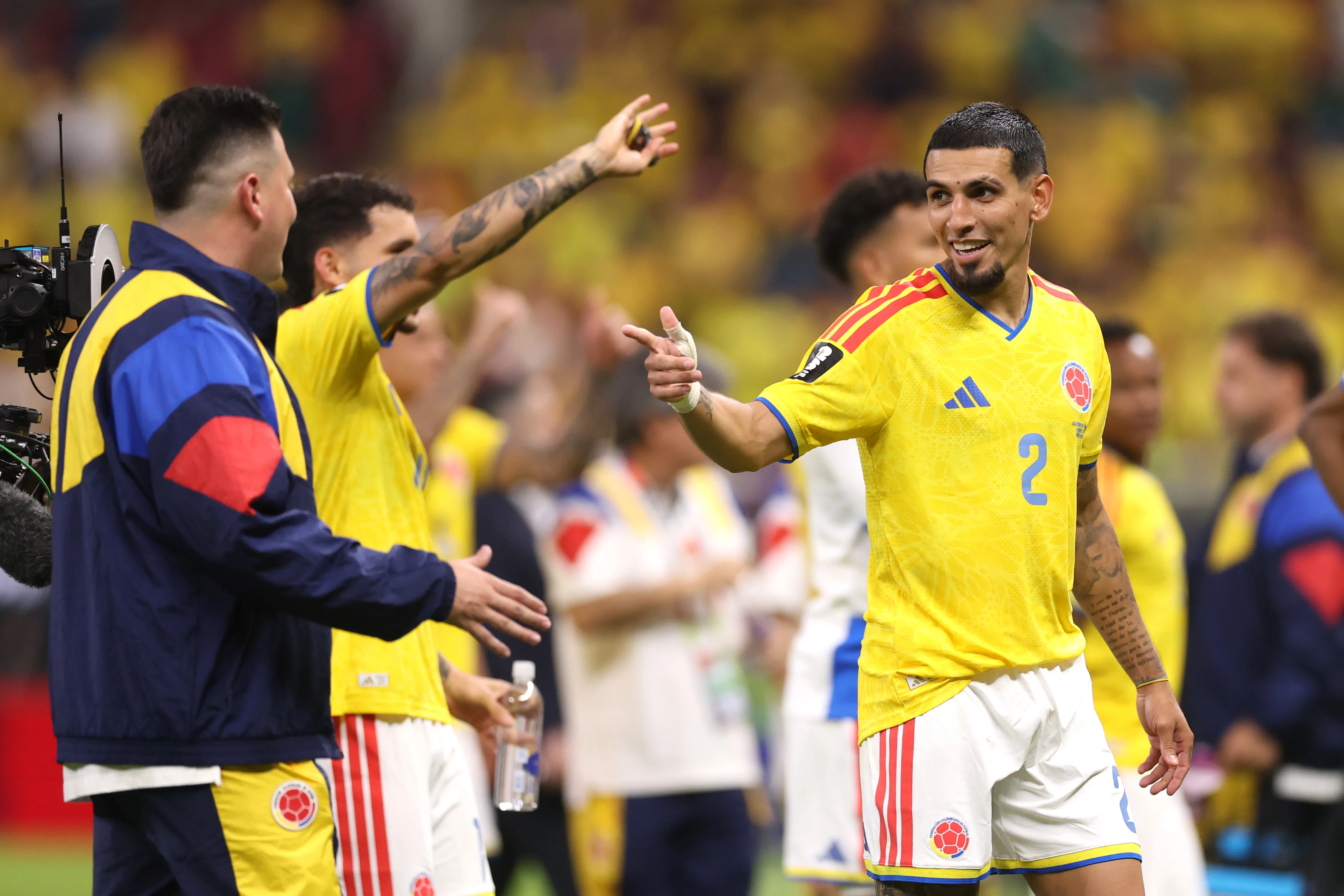 Daniel Muñoz es el goleador de Colombia en el Mundial 2026 con dos goles. (Getty Images)