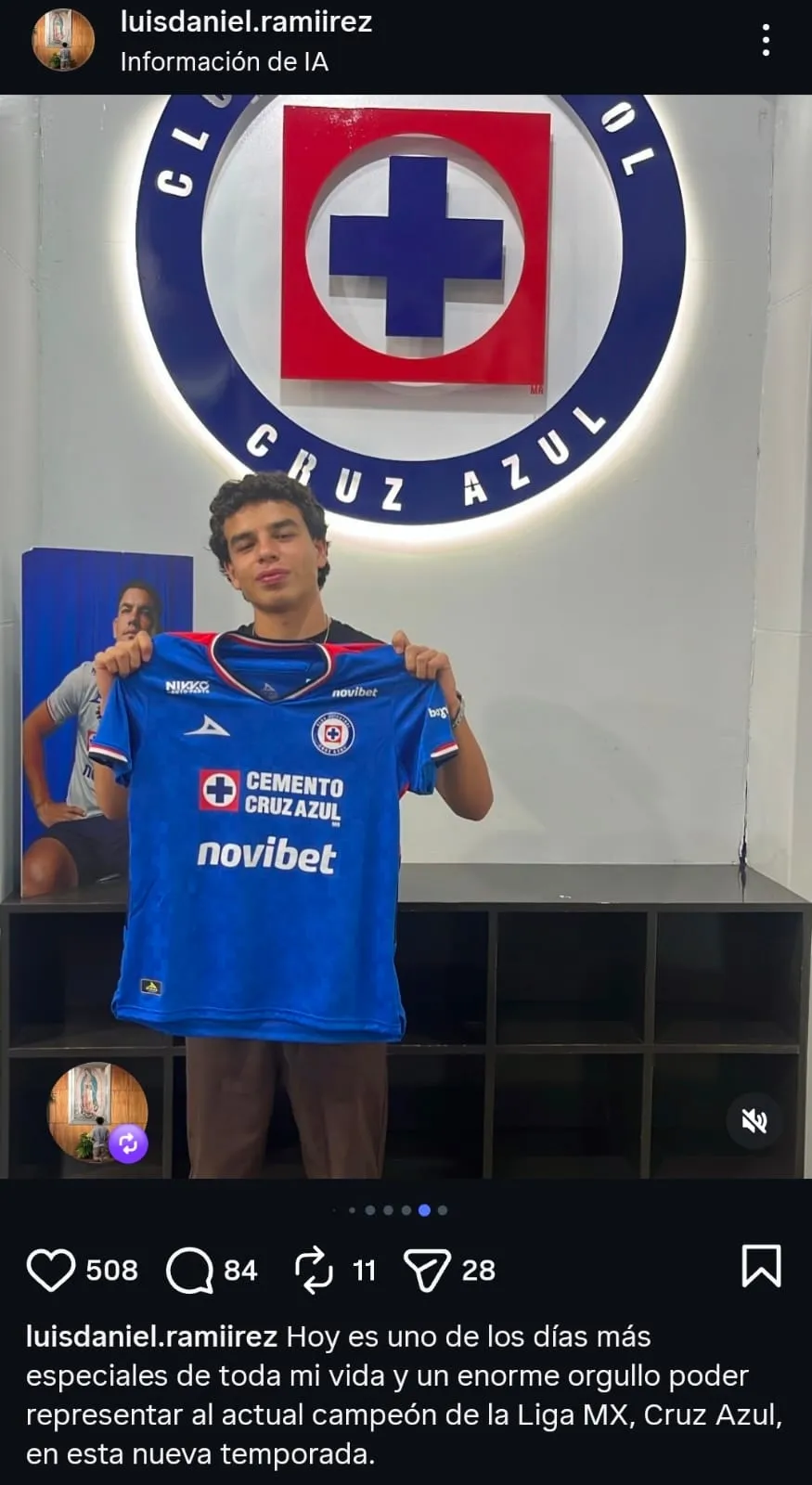Luis Ramírez anunció su vinculación con Cruz Azul. (@luisdaniel.ramiirez)