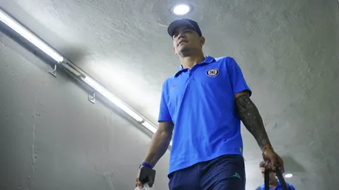 Ciudad de México, 24 de mayo de 2026. Gabriel Fernández "Toro", durante el partido correspondiente a la vuelta de la Gran Final del torneo Clausura 2026 de la Liga BBVA MX, entre los Pumas de la UNAM y la Máquina Celeste del Cruz Azul, realizado en el estadio Olímpico Universitario. Foto: Imago7/ Diego Padilla