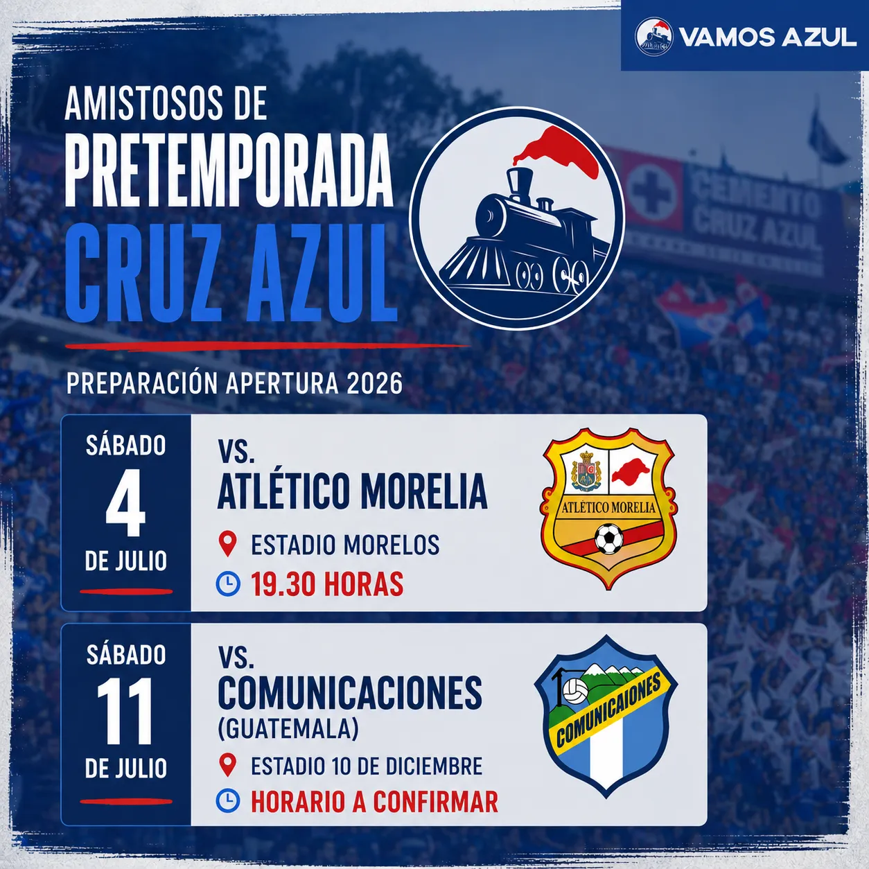 Amistosos de Cruz Azul para el Apertura 2026 de la Liga MX. (Especial)