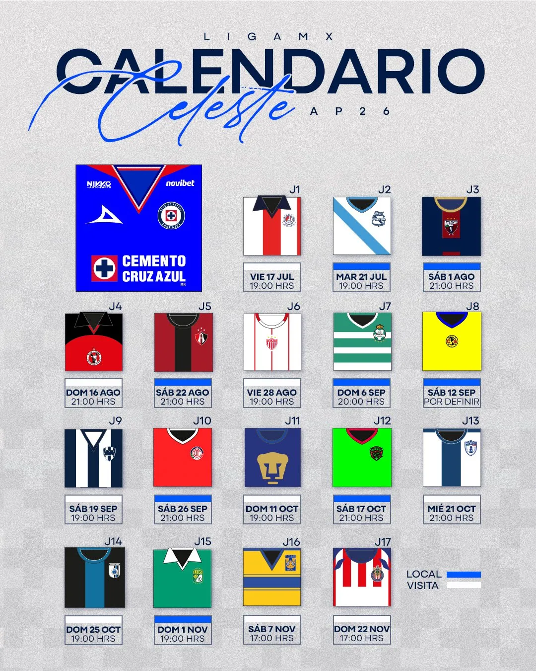 El Calendario de Cruz Azul para el Apertura 2026. (Cruz Azul Oficial)
