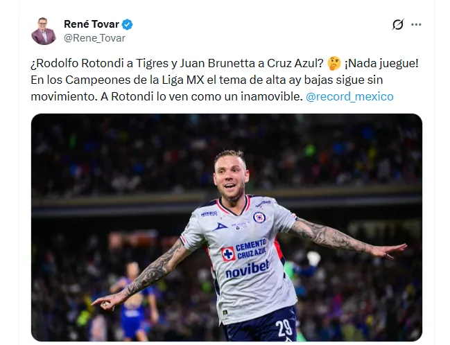 Cruz Azul tendría a Rodolfo Rotondi como “inamovible”. (X)