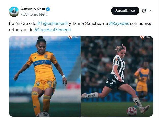 El comentarista deportivo adelantó los 2 fichajes de Cruz Azul Femenil (X @Antonio_Nelli)