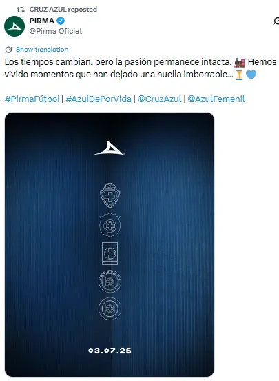 Publicación de Pirma en redes sociales