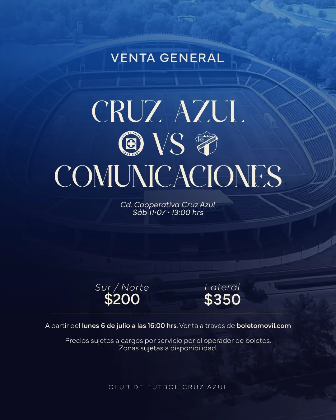 Los precios boletos de Cruz Azul vs. Comunicaciones