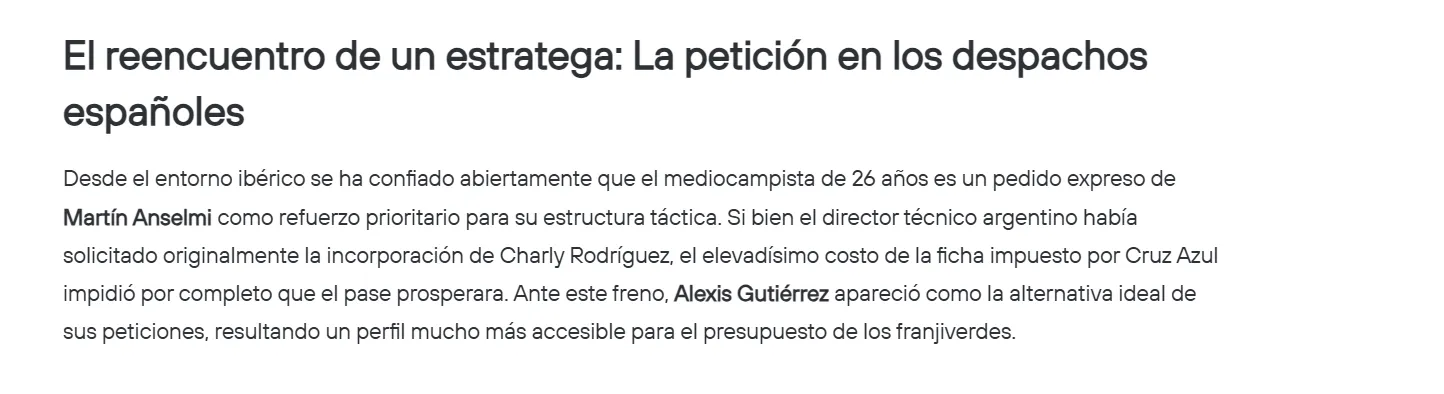 Martín Anselmi tuvo como primer interés a Charly Rodríguez, y luego apareció Alexis Gutiérrez (365 Scores)
