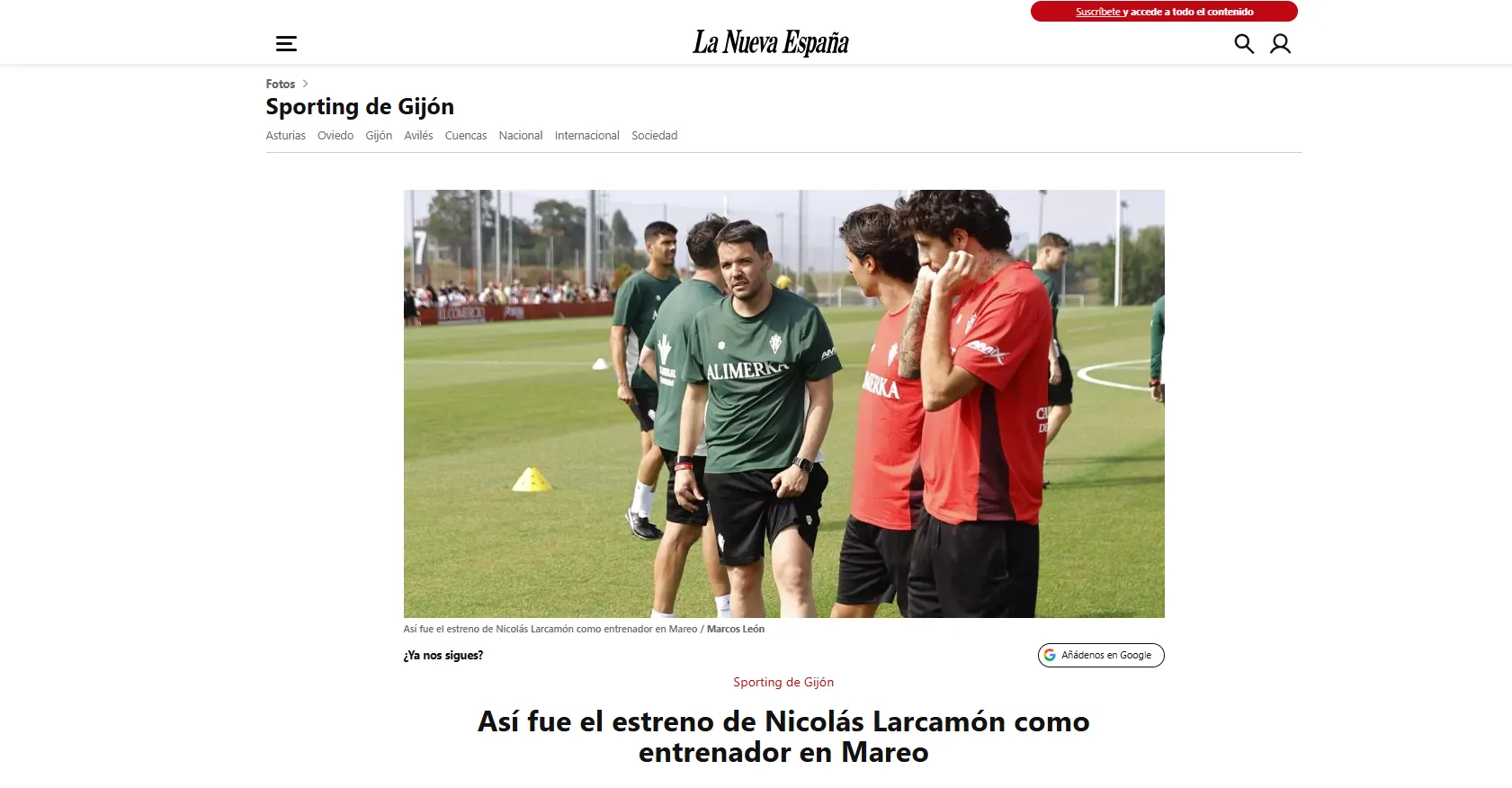 El primer día de Nicolás Larcamón en Sporting Gijón. (Fuente: La Nueva España)