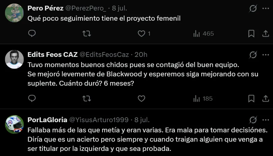 Reacción de aficionados a la salida de Michaela Abam. (X)