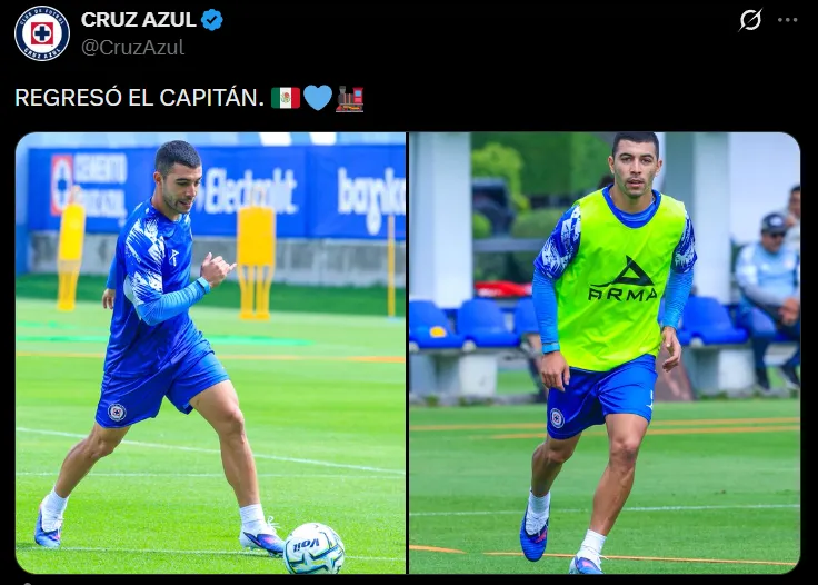 Cruz Azul exhibió el regreso de Erik Lira en La Noria. (@Cruzazul)