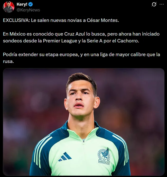Desde Italia e Inglaterra sondearían a César Montes. (@KeryNews)