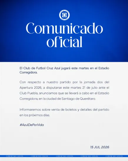 Comunicado Oficial de Cruz Azul