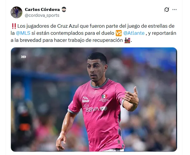 Los convocados al All Star Game 2026 estarán disponibles ante Atlante. (Fuente: X)