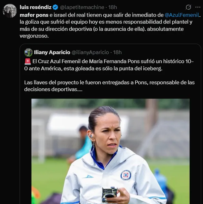 Aficionados de Cruz Azul cargan contra Mafer Pons. (X)