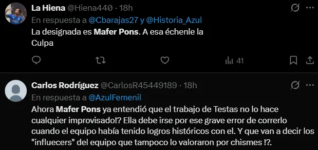 Aficionados de Cruz Azul cargan contra Mafer Pons. (X)