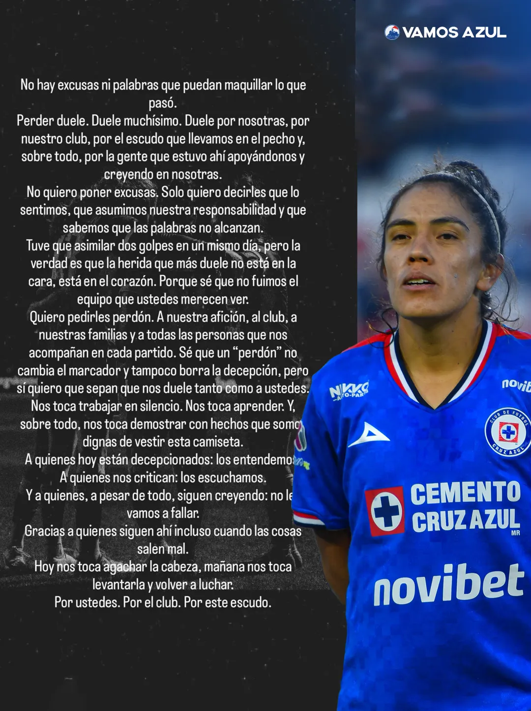 La carta de Lizbeth Angeles para todo Cruz Azul. (Especial Vamos Azul / Imago 7)