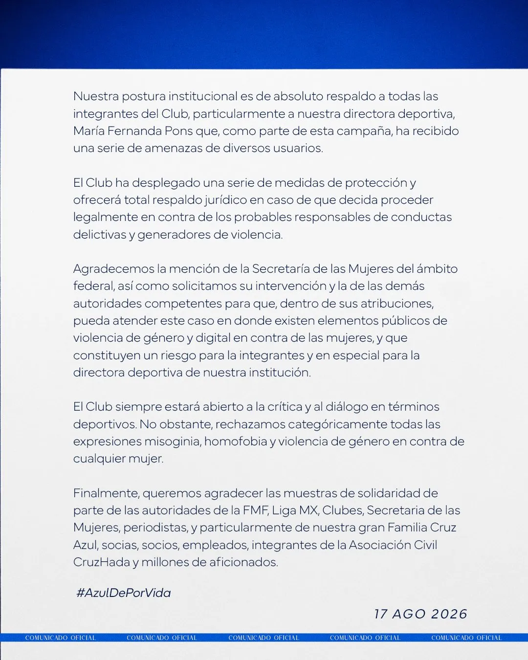Comunicado de Cruz Azul tras la polémica con Mike Maquina del Mal.