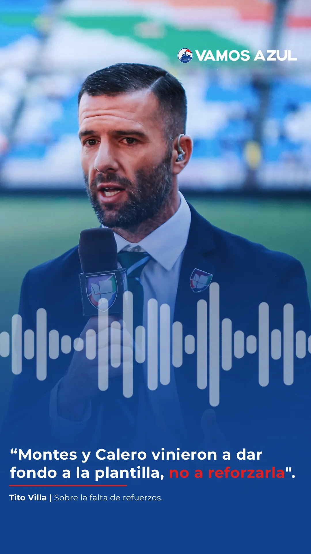 Tito Villa, en diálogo con Vamos Azul sobre los refuerzos. (Especial Vamos Azul)