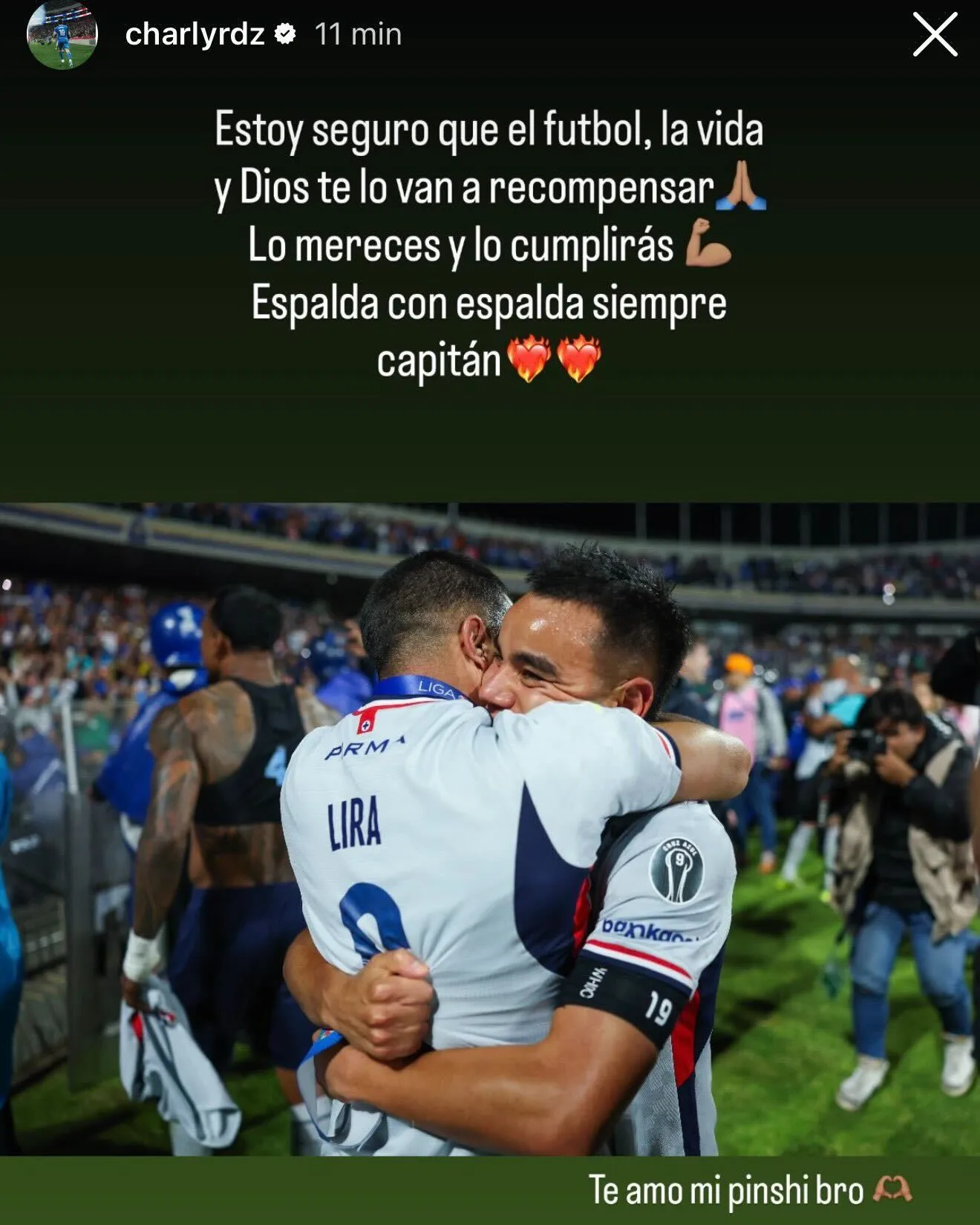La historia que Charly Rodríguez compartió para Erik Lira (Instagram)