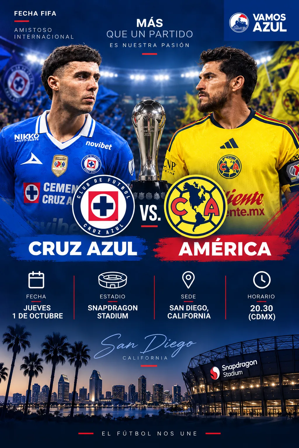 Los detalles del Clásico Joven amistoso en Estados Unidos. (Vamos Azul / ChatGPT)