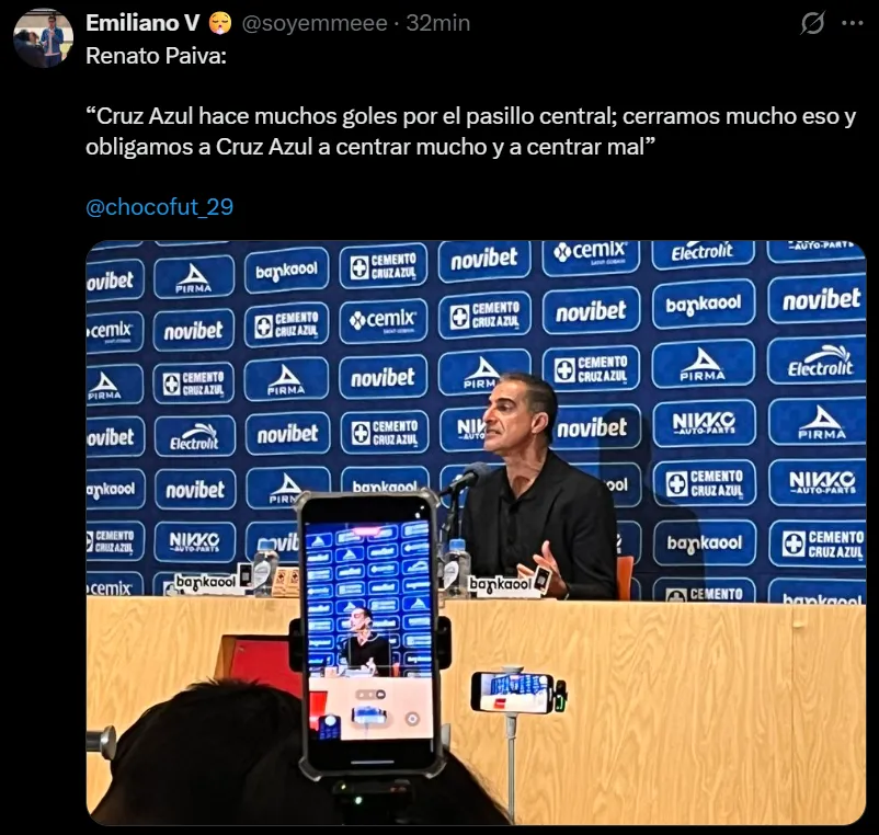 Renato Paiva sorprendió con sus dichos tras Cruz Azul. (X @soyemmeee)
