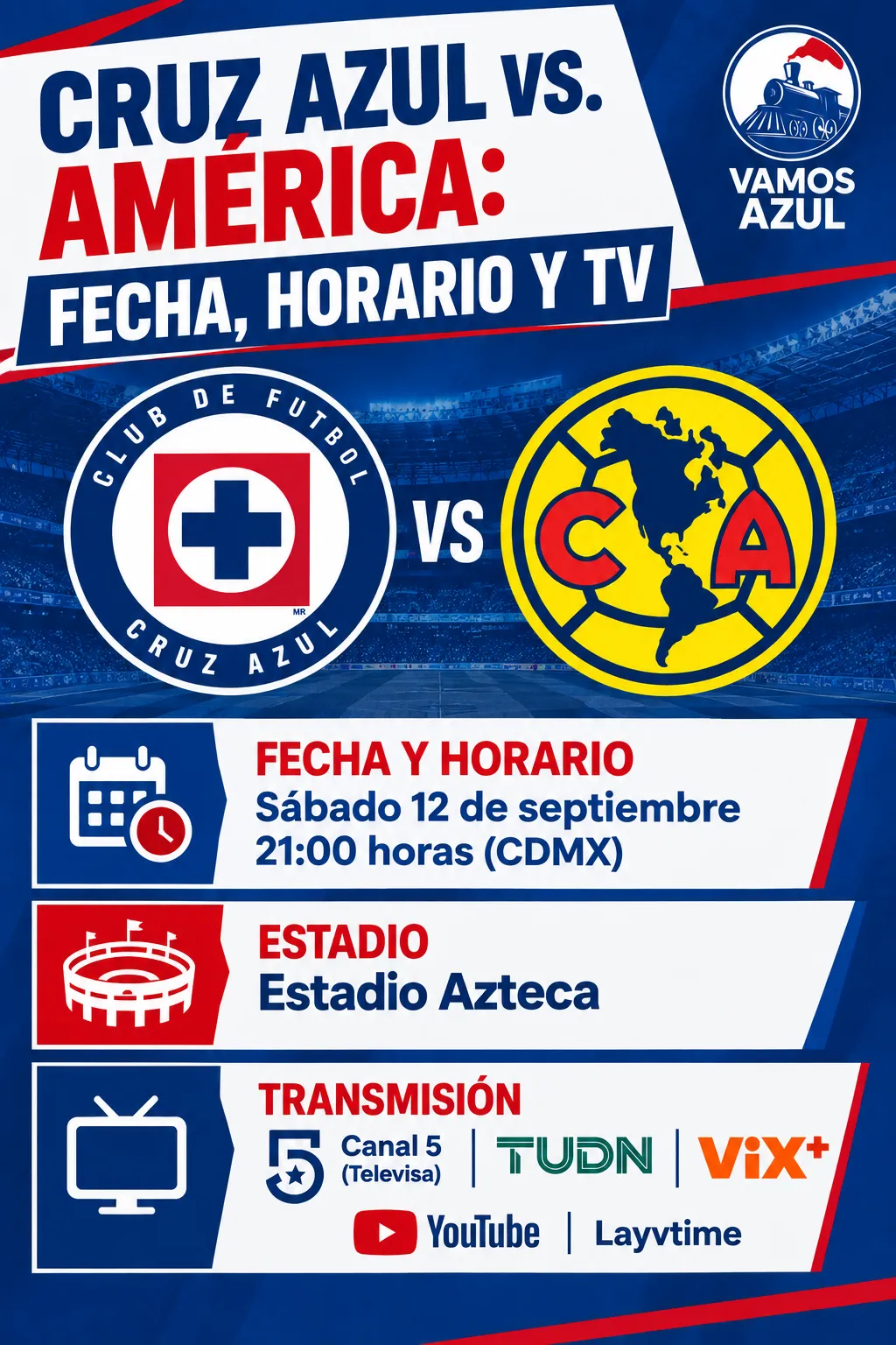 Día, hora y TV de Cruz Azul vs. América por el Apertura 2026.
