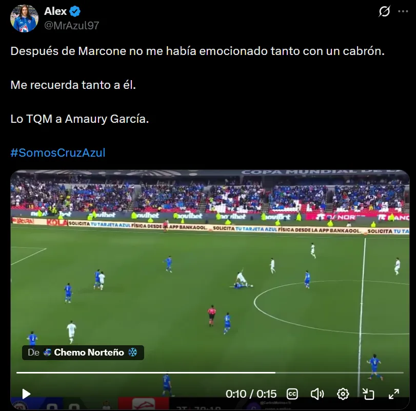 Aficionados de Cruz Azul comparan a Amaury García con Marcone (X)