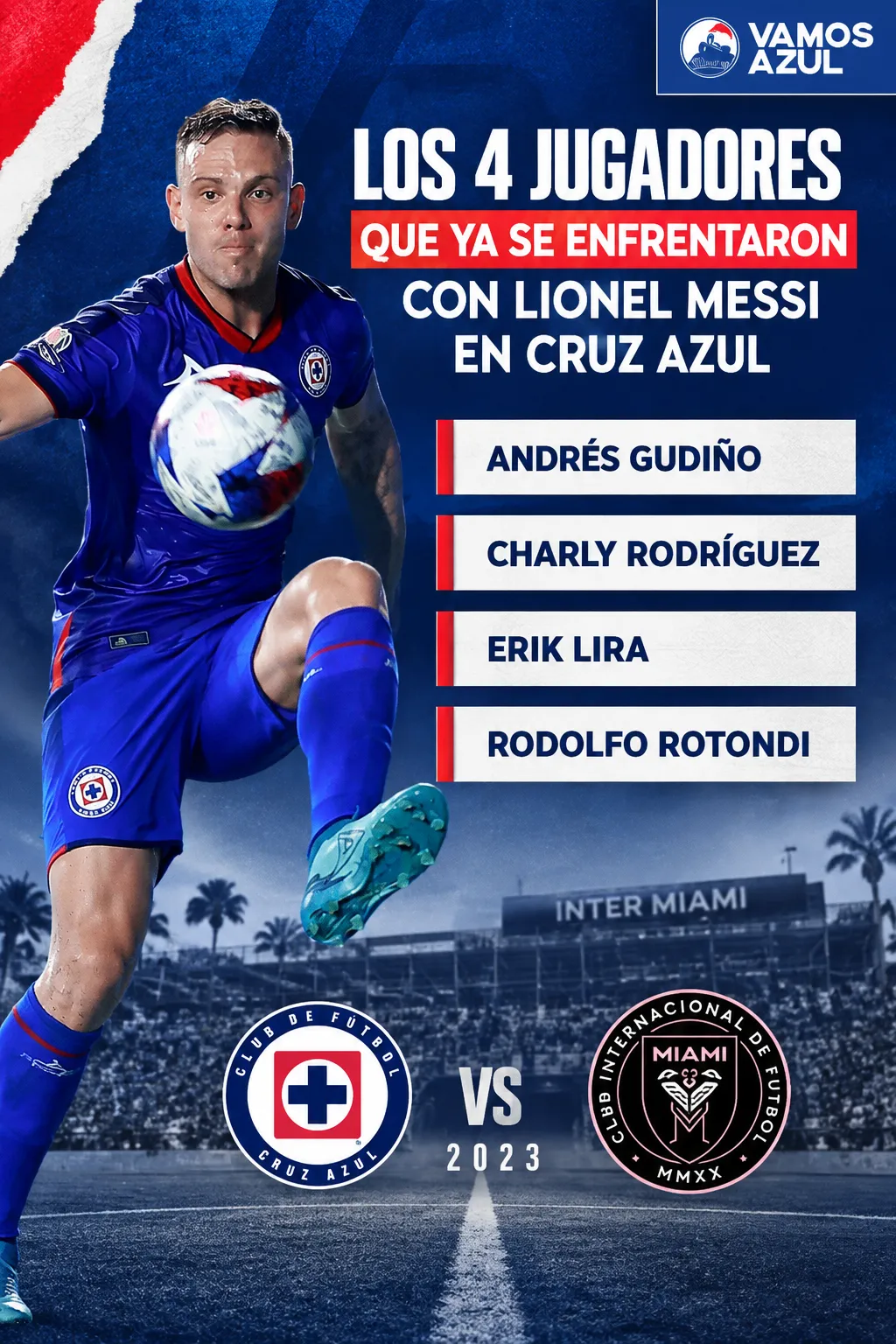 Los 4 jugadores de Cruz Azul que ya enfrentaron a Inter Miami en 2023 (Vamos Azul / ChatGPT)