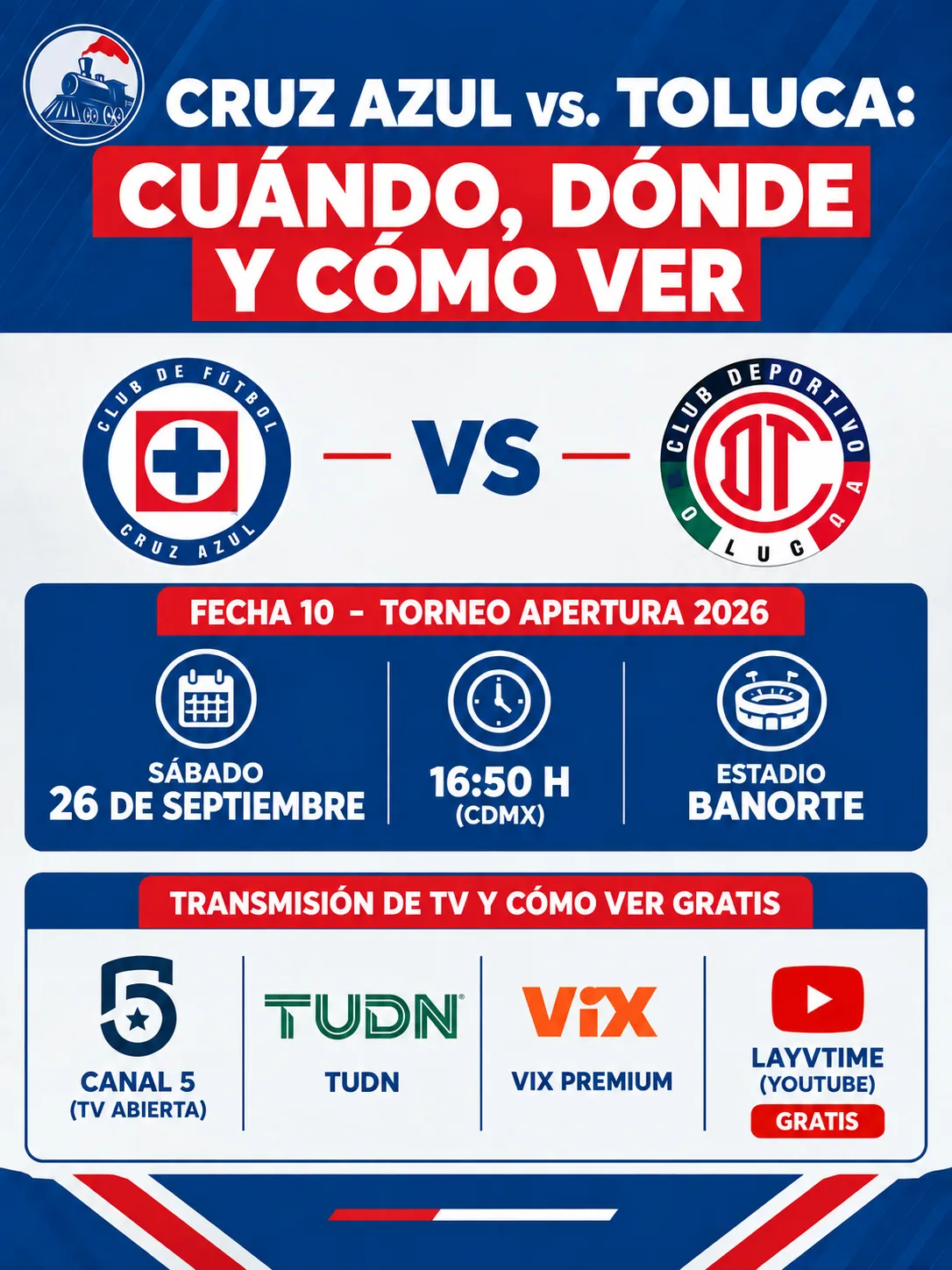 Los detalles para seguir EN VIVO el juego entre Cruz Azul y Toluca. (Vamos Azul / ChatGPT)