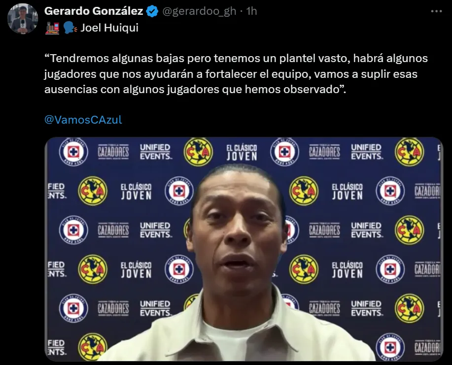 Joel Huiqui habló en conferencia previo al Cruz Azul vs. América. (@gerardoo_gh)