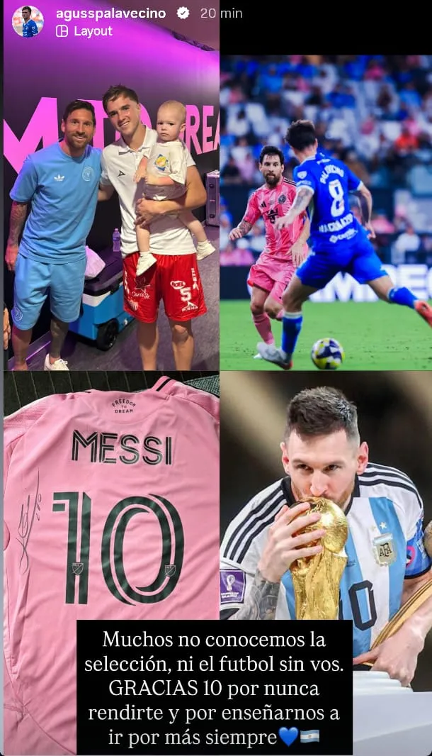La storie de Palavecino para Messi en Instagram.