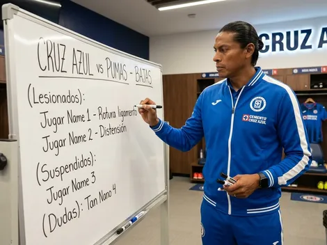 Todas las bajas que tendría Cruz Azul vs. Pumas: 3 son clave