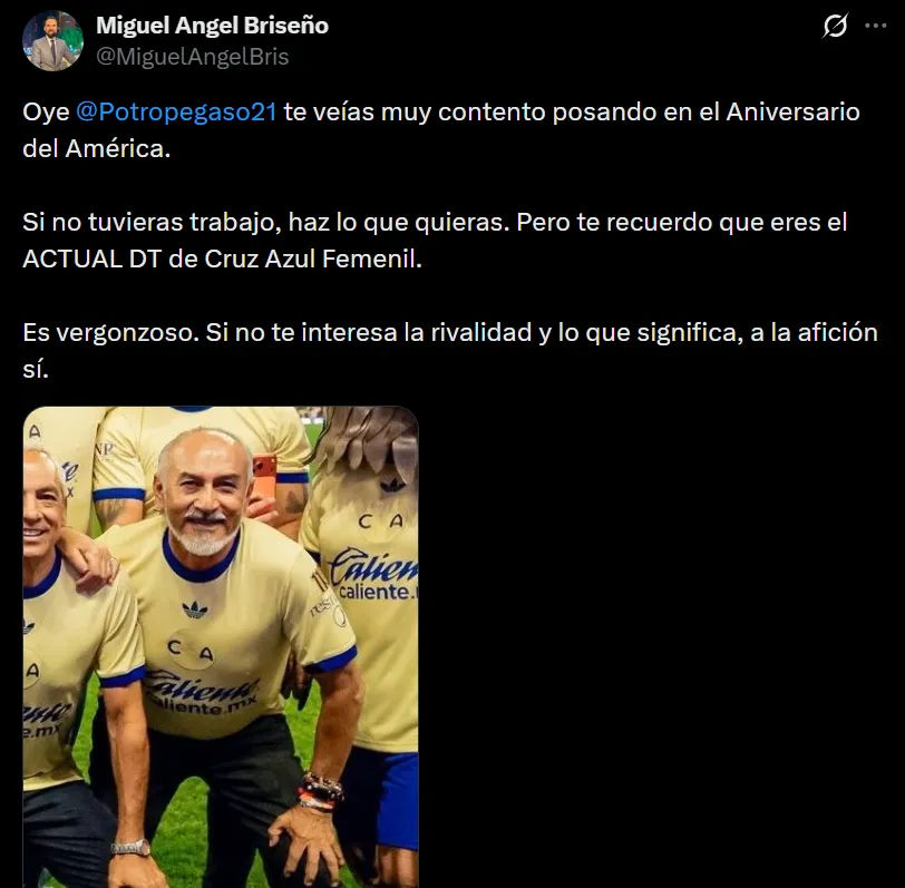 Tuit de Miguel Briseño contra Potro Gutiérrez. (@MiguelAngel Bris)