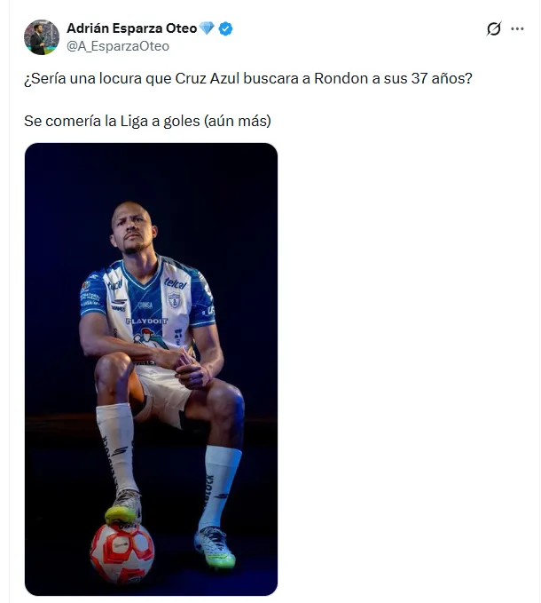 El posteo de Adrián Esparza sobre Salomón Rondón que encendió el debate entre la afición. (Twitter)