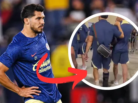 Henry Martín salió del estadio con ayuda de una bota ortopédica