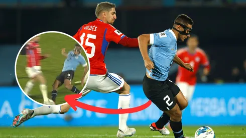 La fuerte entrada de Sebastián Cáceres sobre Diego Valdés