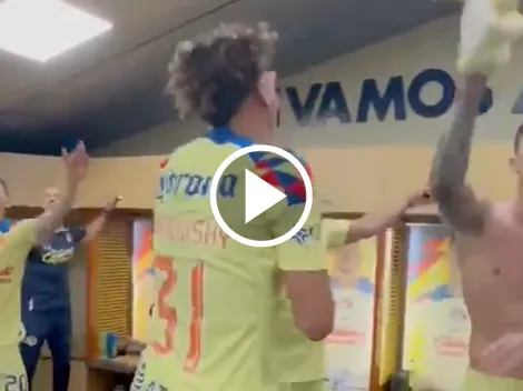 El alocado festejo de América en los vestidores del Azteca