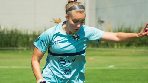 Islandesa Andrea Hauksdóttir en un entrenamiento del Club América Femenil
