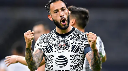 Emanuel Aguilera en el festejo del primer gol de América ante Juárez.