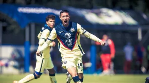 Emilio Lara festejando con la Sub-20. (Vía:@ClubAmerica)