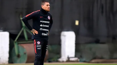 Nicolás Castillo en el entrenamiento de Chile.
