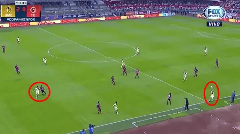 La jugada que le sancionaron al América como offside.