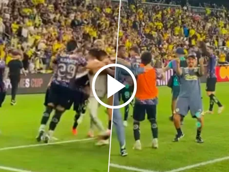 Los gestos de Cristian Borja y el preparador físico a la grada de Columbus