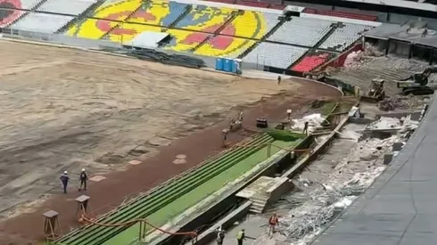 La remodelación del Estadio Azteca continúa avanzando.