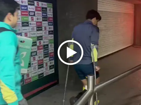 La triste imagen de Víctor Dávila al abandonar el Estadio Caliente con fractura