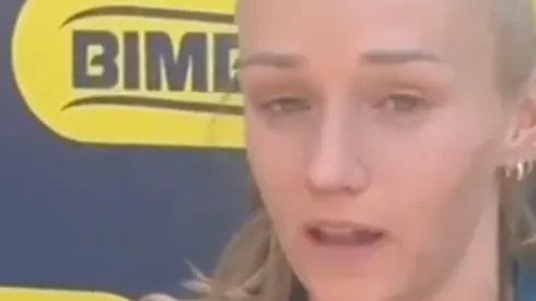 Sarah Luebbert representó a las Águilas en conferencia de prensa