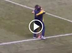 El emotivo abrazo de Raphael Veiga con Jardine tras su primer gol