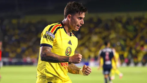 Brian Rodríguez celebra uno de los goles en el 2-2 de América ante Monterrey en la Leagues Cup.
