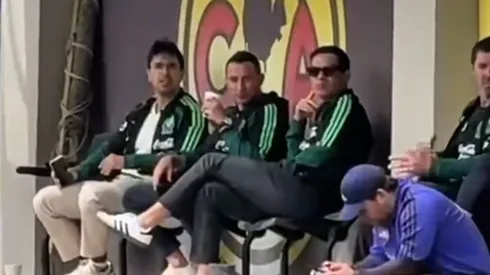 Rafa Márquez estuvo en Coapa junto a sus auxiliares.