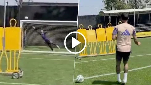 Brian Rodríguez la pone en el ángulo en el entrenamiento.
